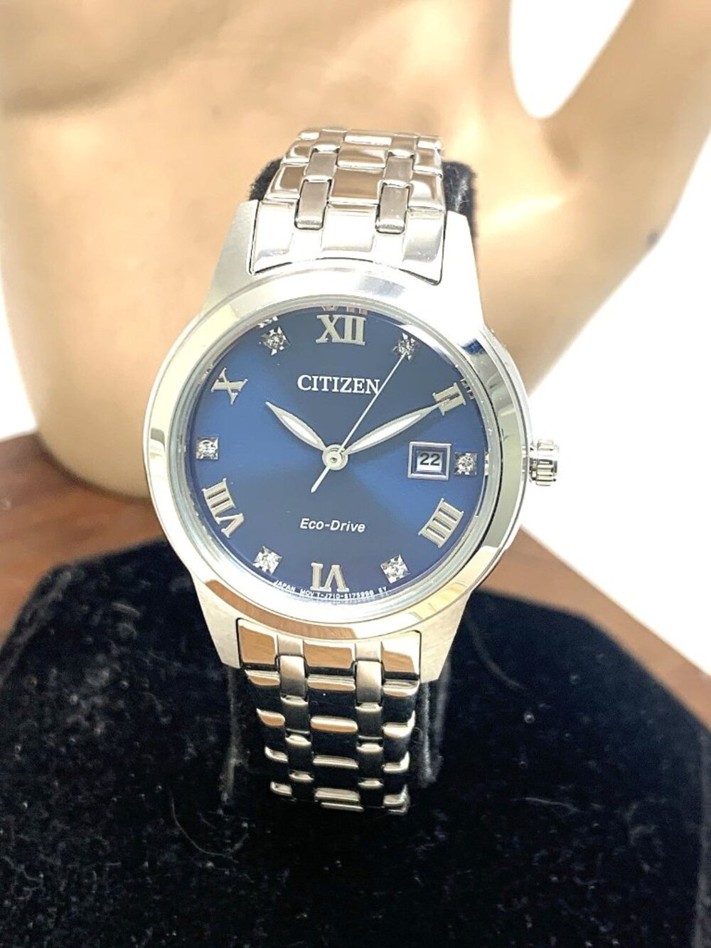 Citizen Women's Watch FE1240-57L Eco Drive Blue Dial Gemmed Silver Steel 29mm